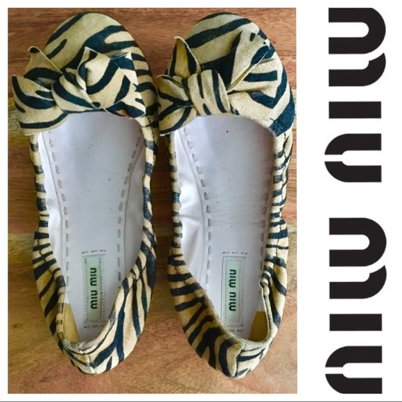 MIU MIU Animal Print Super Comfortable Flats - Picture 1 of 7